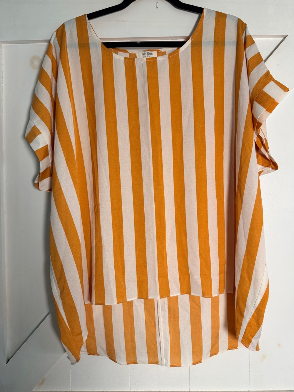 Umgee Mustard and White Vertical Stripe Tunic